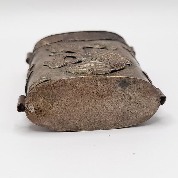 Vintage Dragon & Phoenix Asian Art Box Pendant, No Chain - Picture 4 of 9